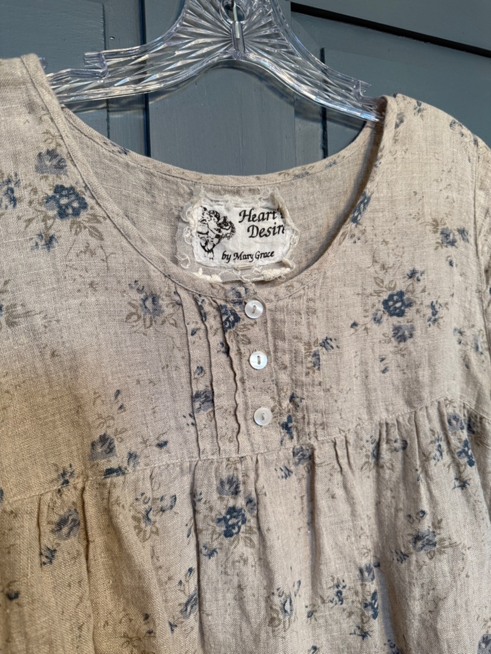 Hearts Desire by Mary Grace Beige Floral Cotton Tunic Top - Picture 3 of 8